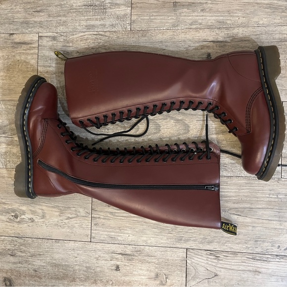 Dr. Martens Shoes - Dr Doc Martens Womens Size 5 Oxblood Red Leather Calf 20 Eyelet Boots